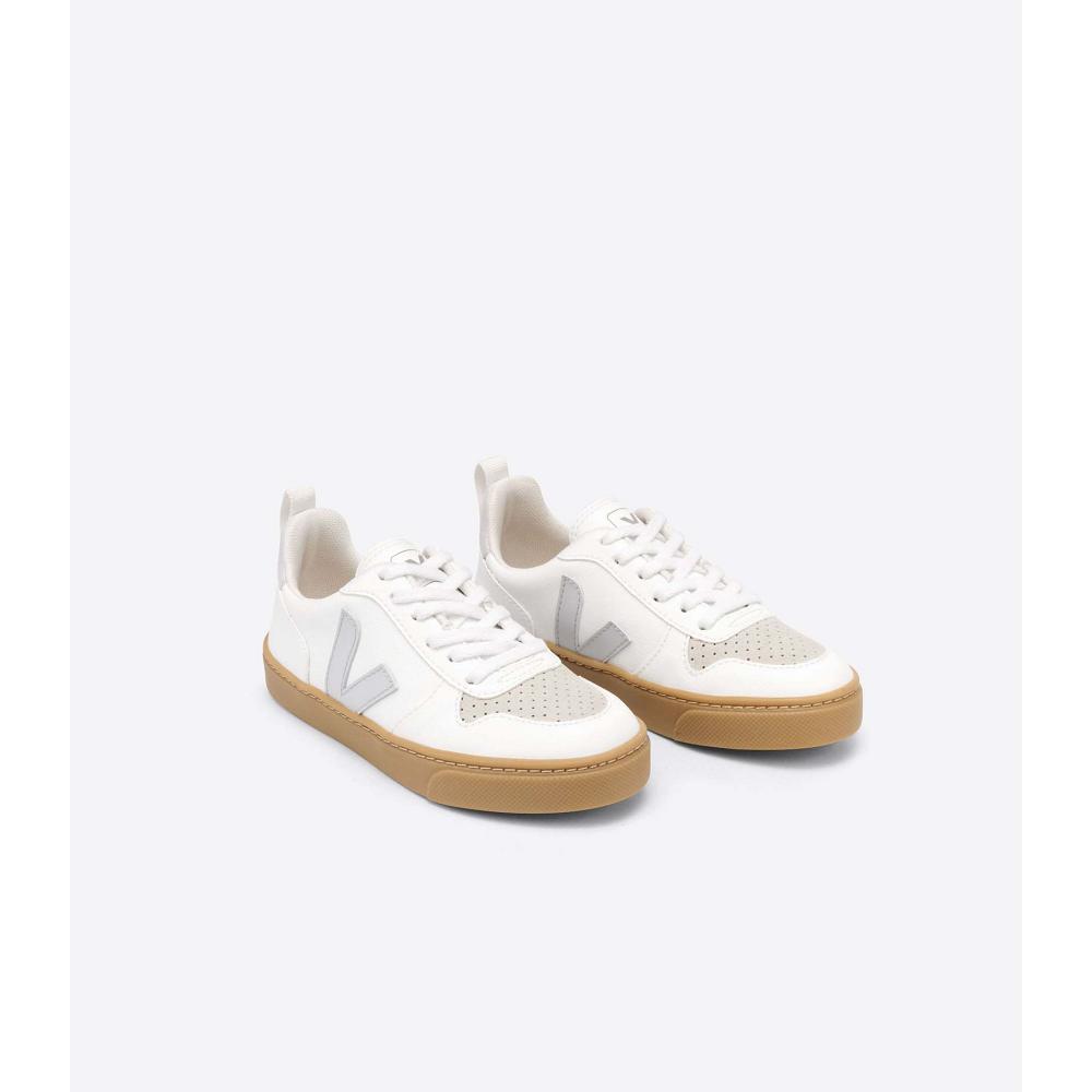 Kids' Veja V-10 LACE CWL Shoes White/Beige | ZA 789RVD